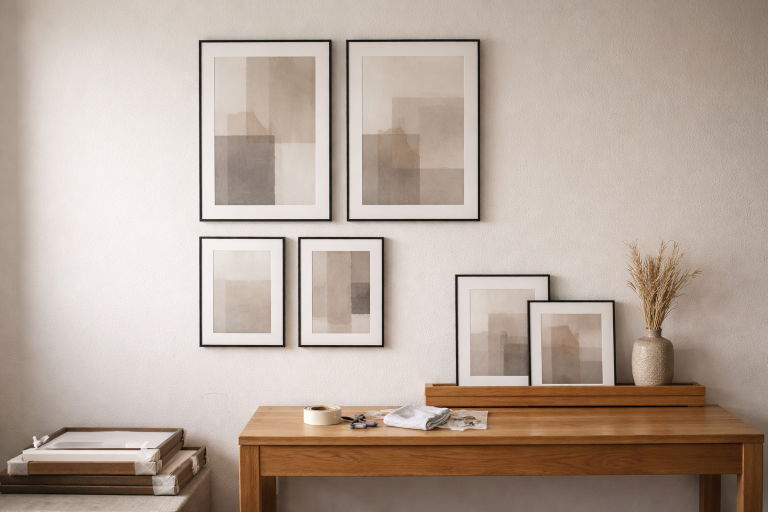 Billedvæg uden boremaskine: sådan får du den til at ligne noget, der altid har været der