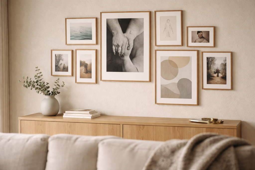 Familiefotos på væggen, men stadig nordisk ro: min mix-formel til plakater og personlige billeder