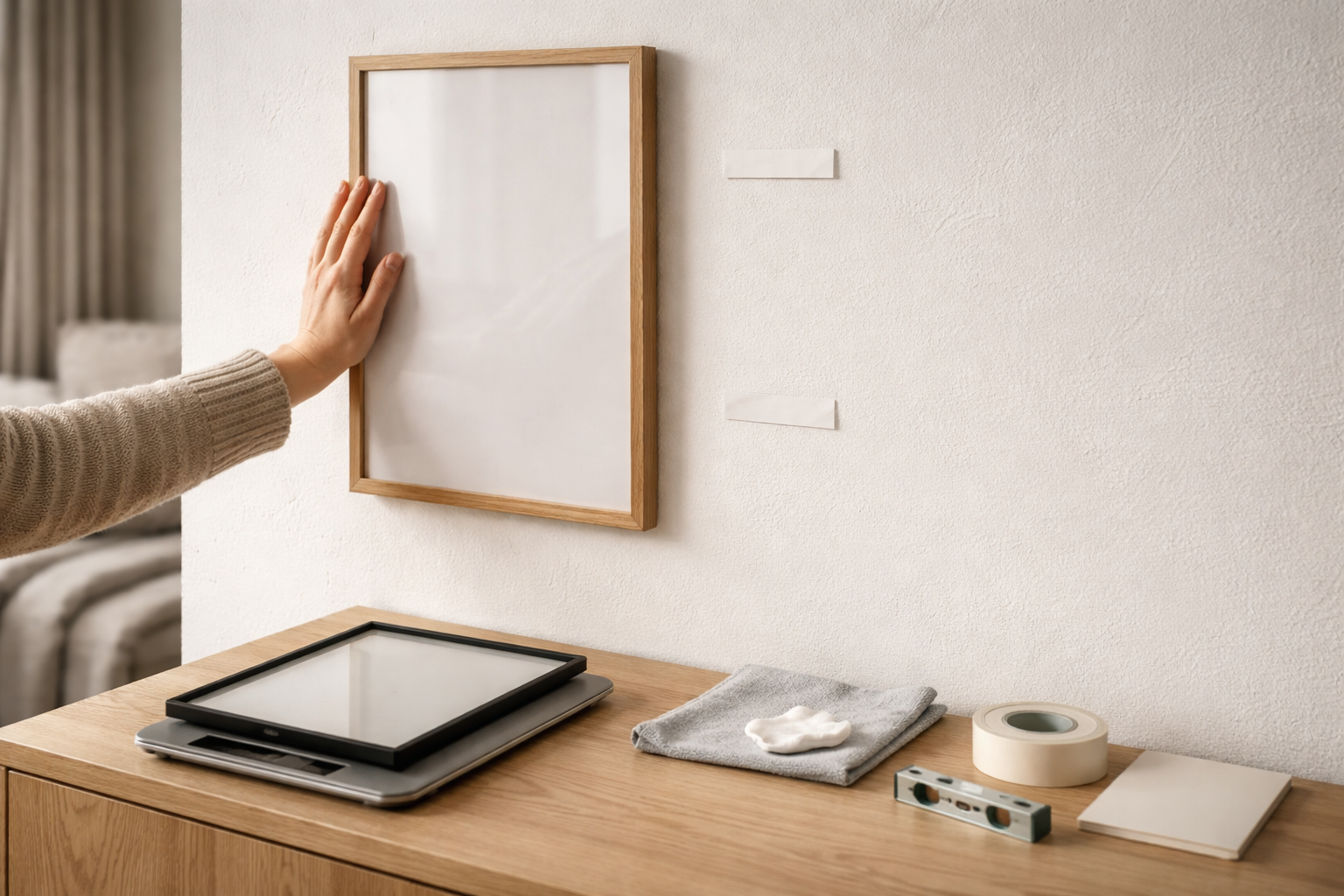 Ingen boremaskine, ingen panik: sådan hænger du billeder op uden huller (og får dem til at blive hængende)