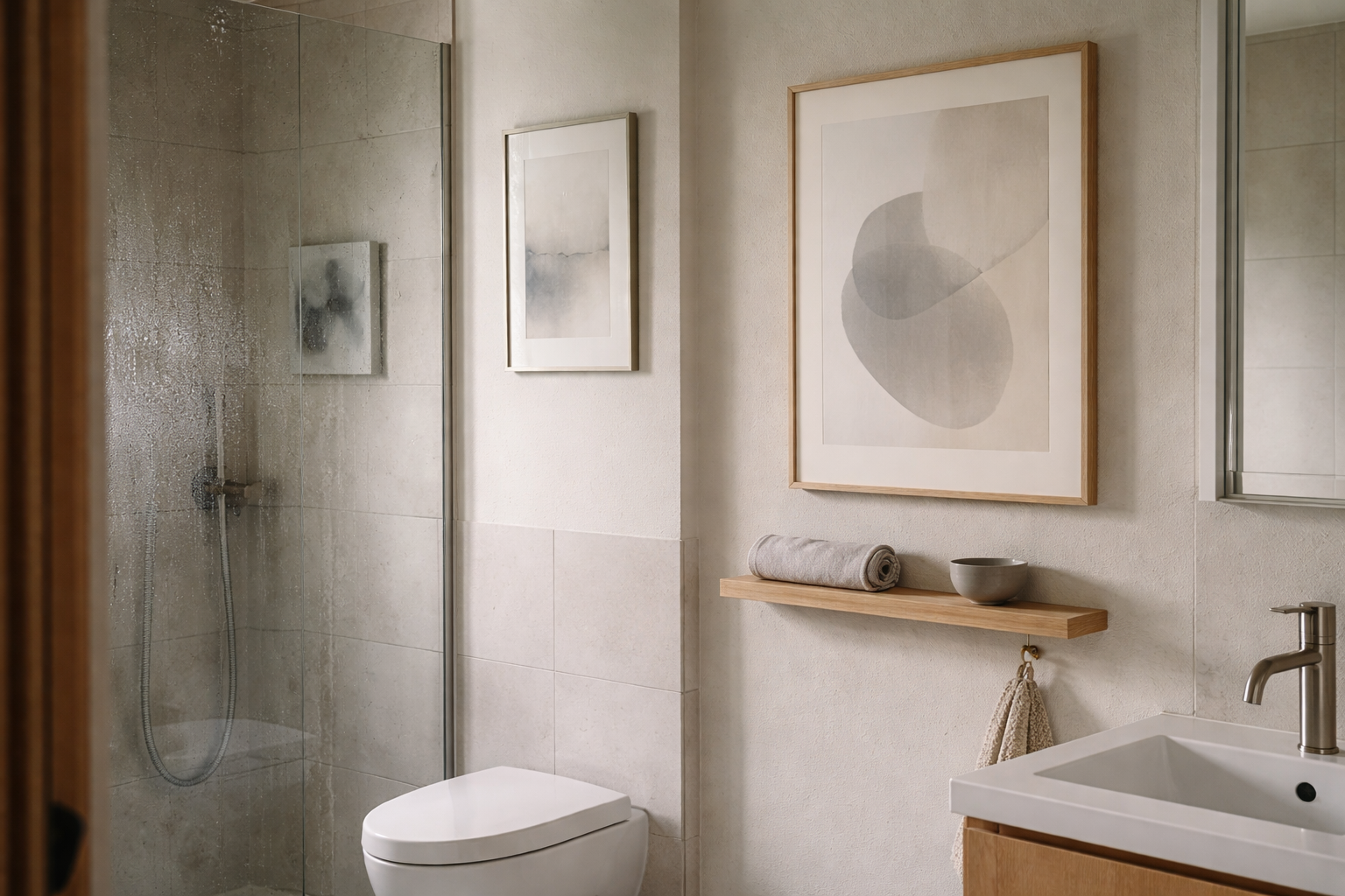 Ja, du kan godt have plakater på badeværelset - hvis du hænger dem i den rigtige zone