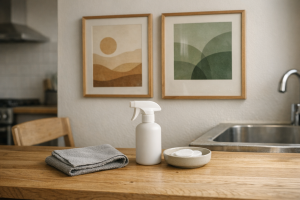 Kunst i køkkenet uden fedtfingre: placering, rammer og en rengøringsrutine på 2 minutter