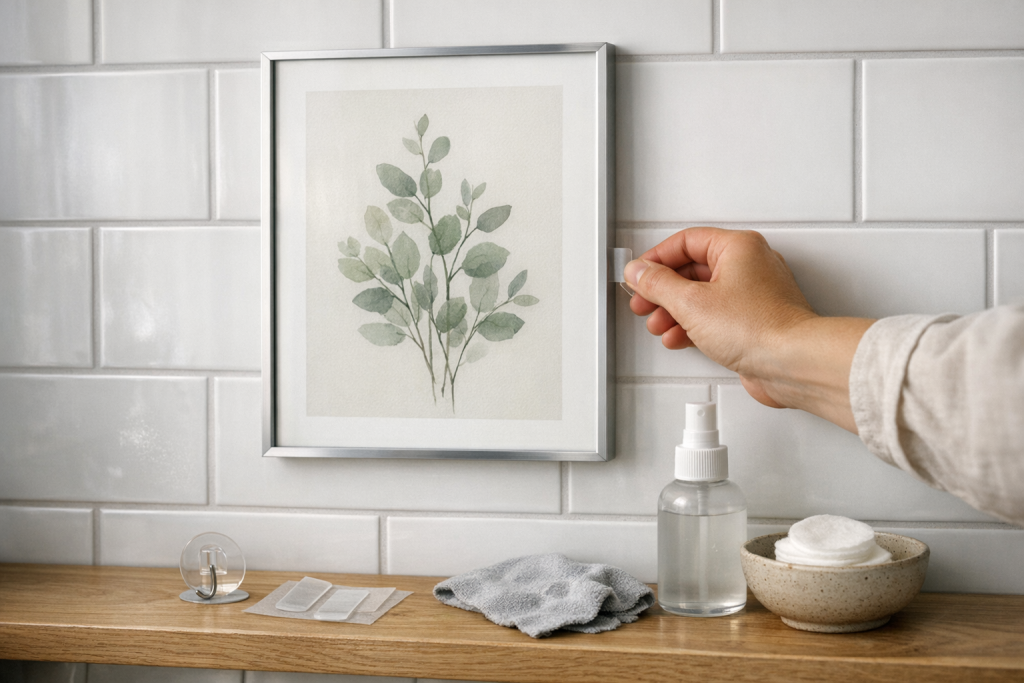 Kunst på fliser uden huller: sådan hænger du billeder op i bad og køkken (og får dem ned igen)