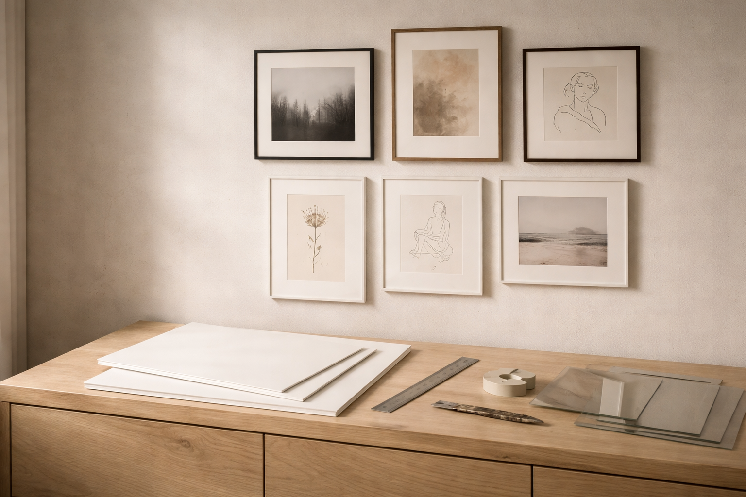 Passepartout, der gør væggen stille: mine mål til A4-A1 (og tricket til mixede rammer)