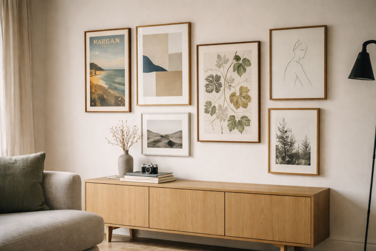 Retro plakater i nordisk indretning: sådan mixer du vintage med moderne rammer og farver