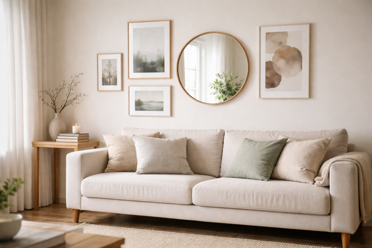 Feng shui i stuen: sådan placerer du billeder, spejle og kunst for mere ro